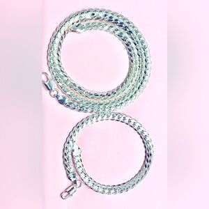 NEW 925 Sterling Silver 45cm Necklace And 18cm Bracelet  2pc Set